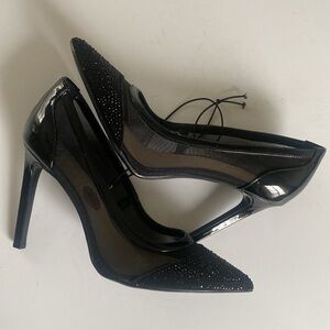 Nine West Black Patent Leather/Beaded Toe Pumps Women's Heels - Size 8 NWT